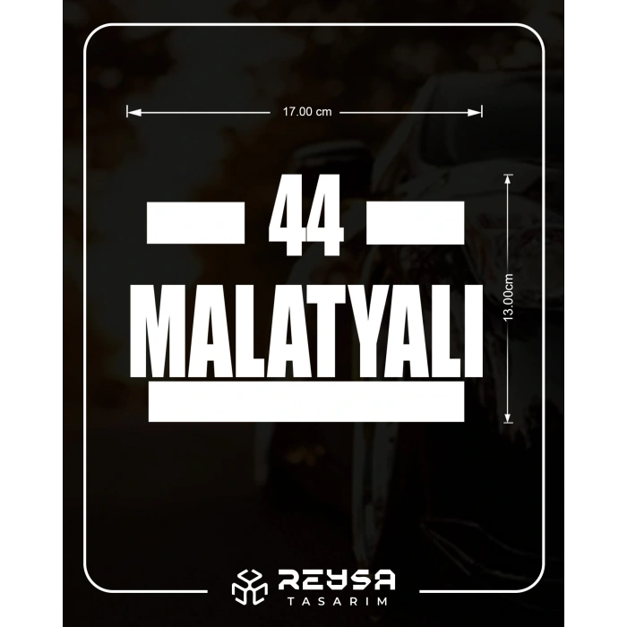 44 Malatyalı Araba Sticker 17x17 Cm Beyaz