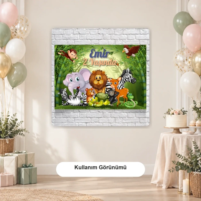 Safari Temalı Doğum Günü Afişi 35x50 Cm