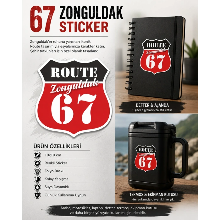 67 Zonguldak Sticker 10x10 cmRenkli Sticker