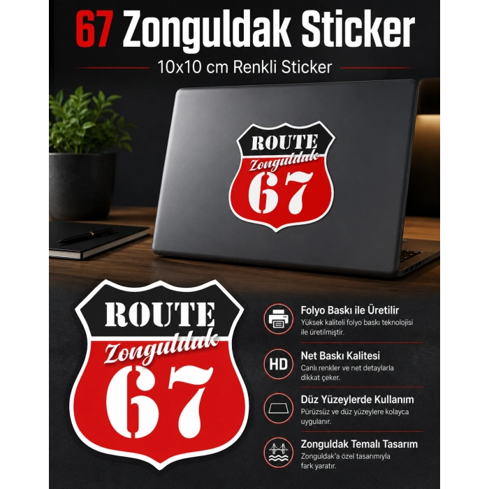 67 Zonguldak Sticker 10x10 cmRenkli Sticker