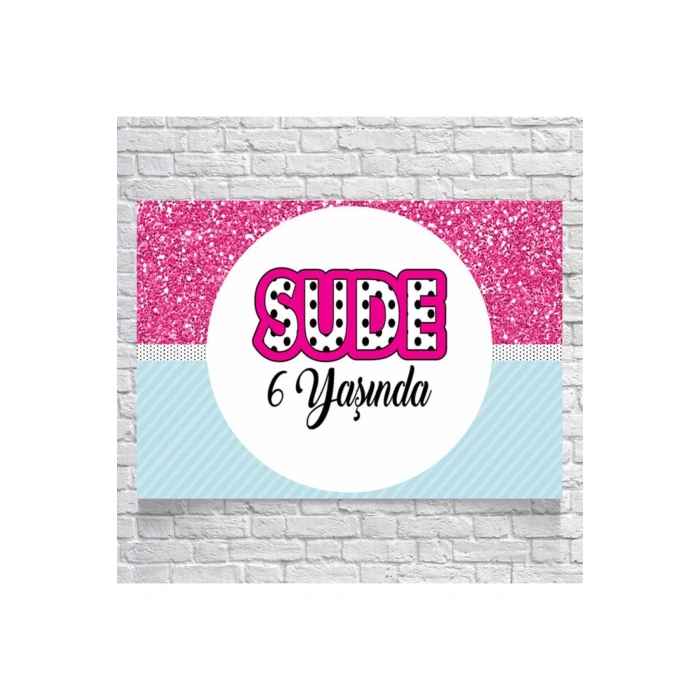 Pembe Pul Desenli Doğum Günü Afişi 50X70 cm