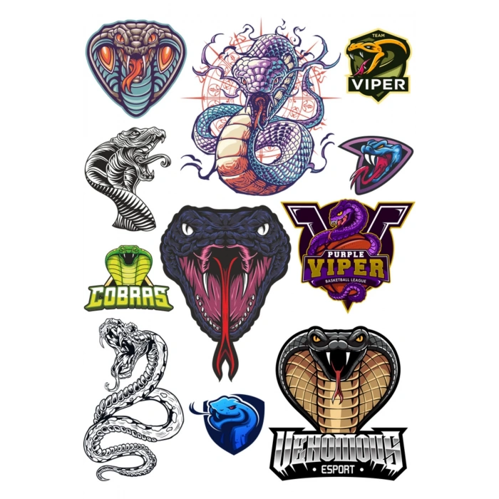 Yılan Sticker Set-1 11 Parça Telefon, Tablet, Defter, Laptop Sticker