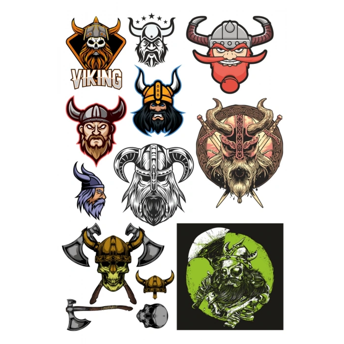 Vikingler Stikcer Set-2 13 Parça Telefon, Tablet, Defter, Laptop Sticker