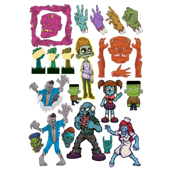 Zombie Sticker Set-2 15 Parça Telefon, Tablet, Defter, Laptop Sticker