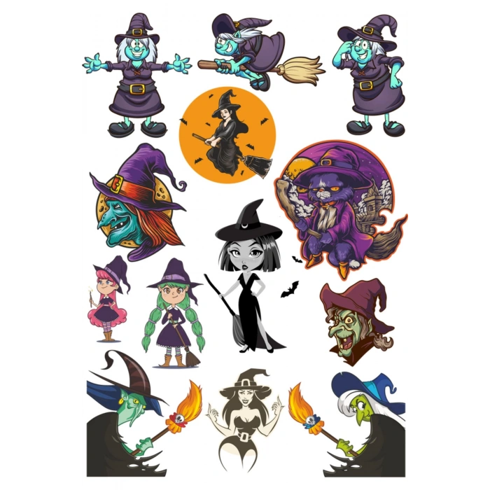 Cadı Sticker Set-1 13 Parça Telefon, Tablet, Defter, Laptop Sticker