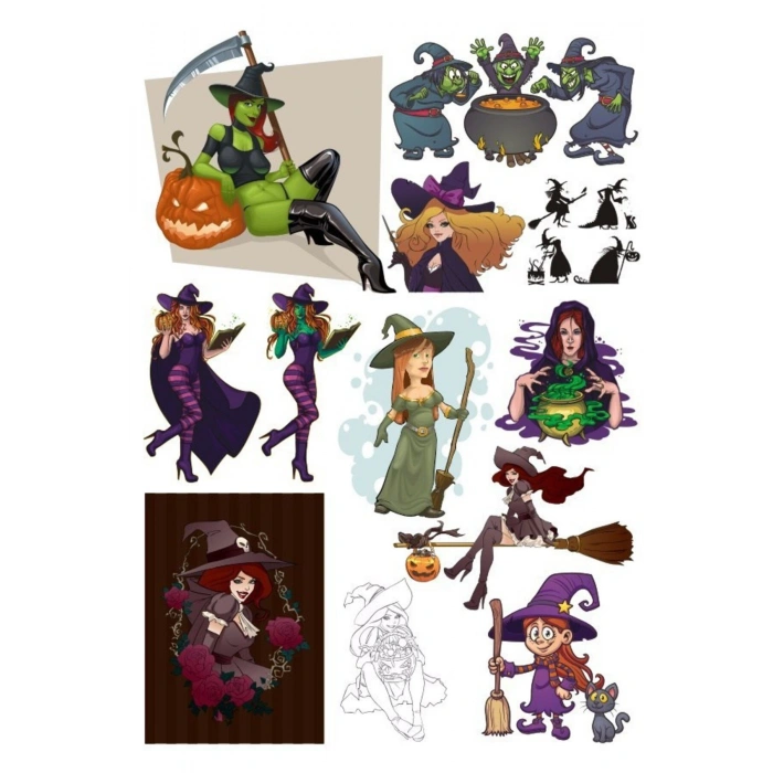 Cadı Sticker Set-2 17 Parça Telefon, Tablet, Defter, Laptop Sticker