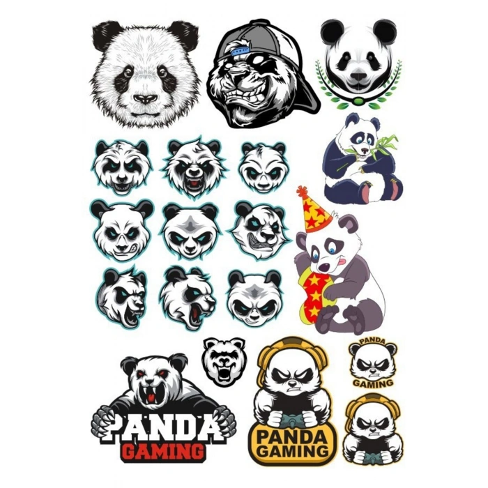 Panda Sticker Set -2 15 Parça Telefon, Tablet, Defter, Laptop Sticker