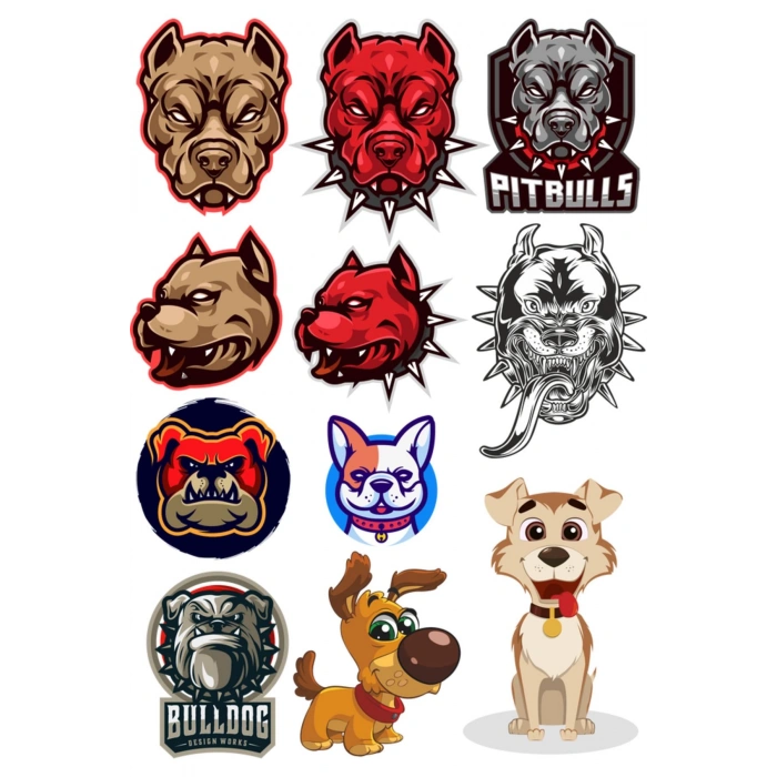 Köpek Pitbull Sticke Set 11 Parça Telefon, Tablet, Defter, Laptop Sticker