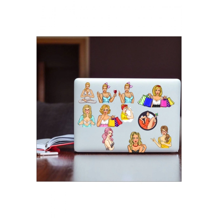 Plaj Kızı Stikcer Set-1 11 Parça Telefon, Tablet, Defter, Laptop Sticker