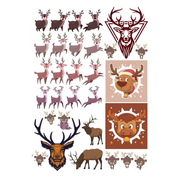 Geyik Sticker Set-1 25 Parça Telefon, Tablet, Defter, Laptop Sticker