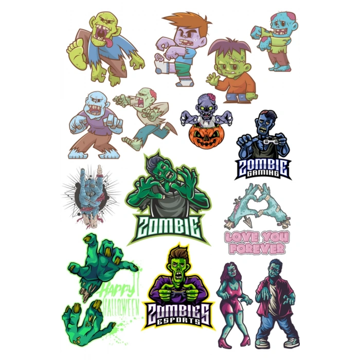 Zombie Sticker Set-1 11 Parça Telefon, Tablet, Defter, Laptop Sticker