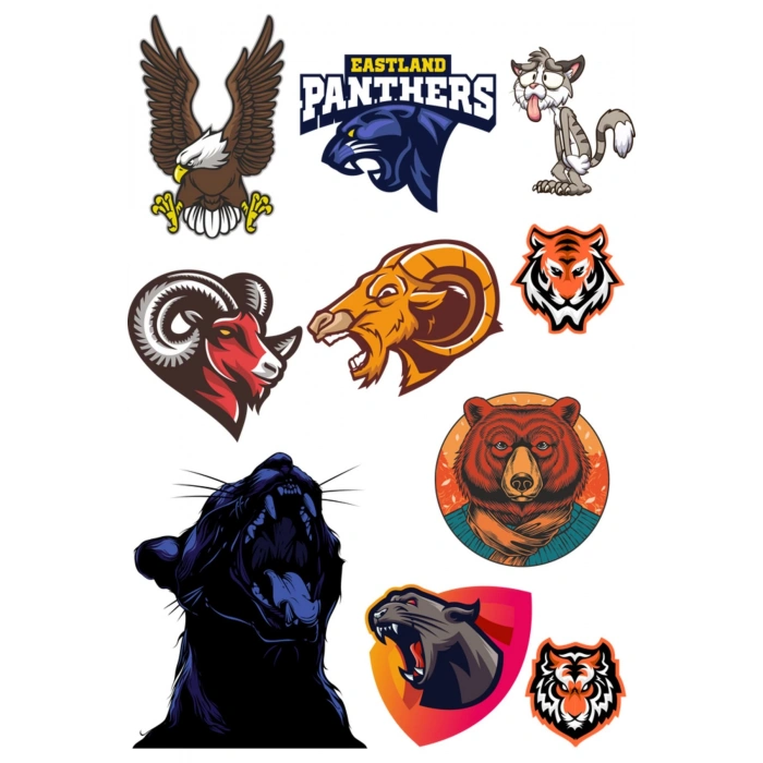 Agresif Hayvanlar Sticker Set-3 10 Parça Telefon, Tablet, Defter, Laptop Sticker