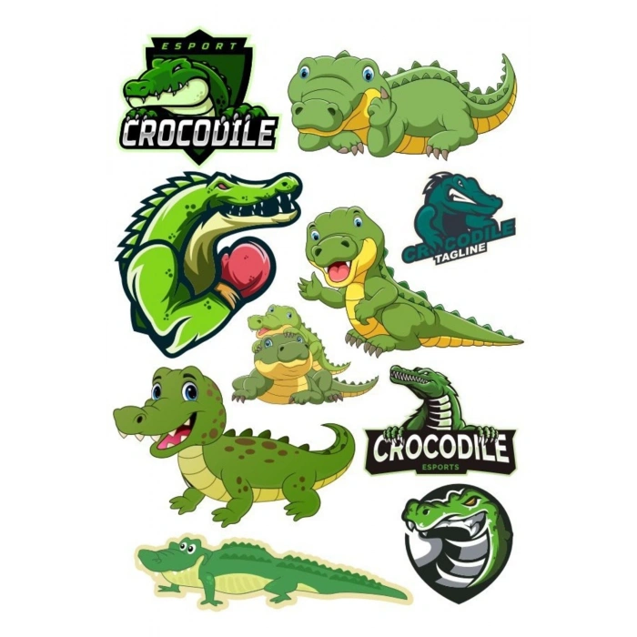 Timsah Sticker Set-2 10 Parça Telefon, Tablet, Defter, Laptop Sticker