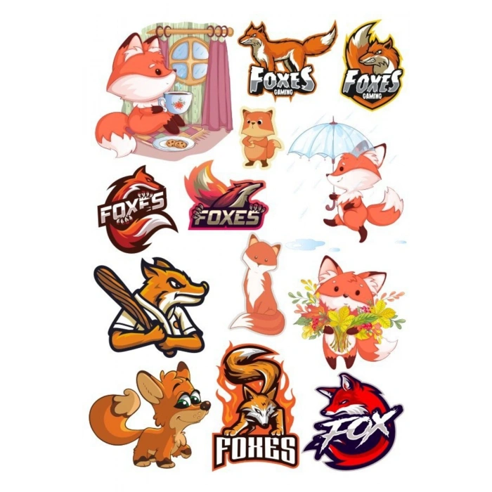 Tilki Sticker Set-1 13 Parça Telefon, Tablet, Defter, Laptop Sticker