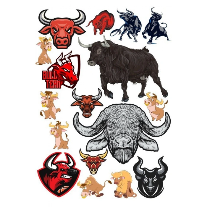 Boğa Sticker Set-2 15 Parça Telefon, Tablet, Defter, Laptop Sticker