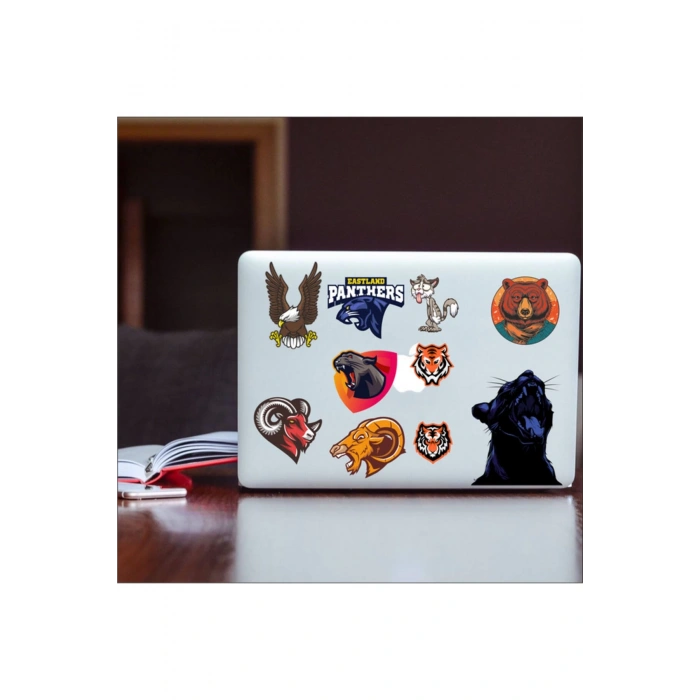 Agresif Hayvanlar Sticker Set-2 10 Parça Telefon, Tablet, Defter, Laptop Sticker