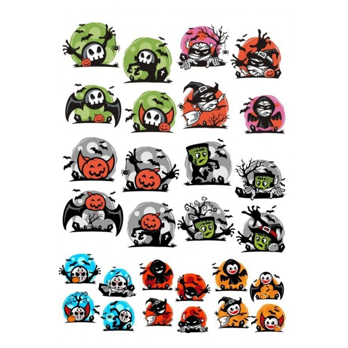 happy halloween Sticker Set-2 28 Parça Telefon, Tablet, Defter, Laptop Sticker