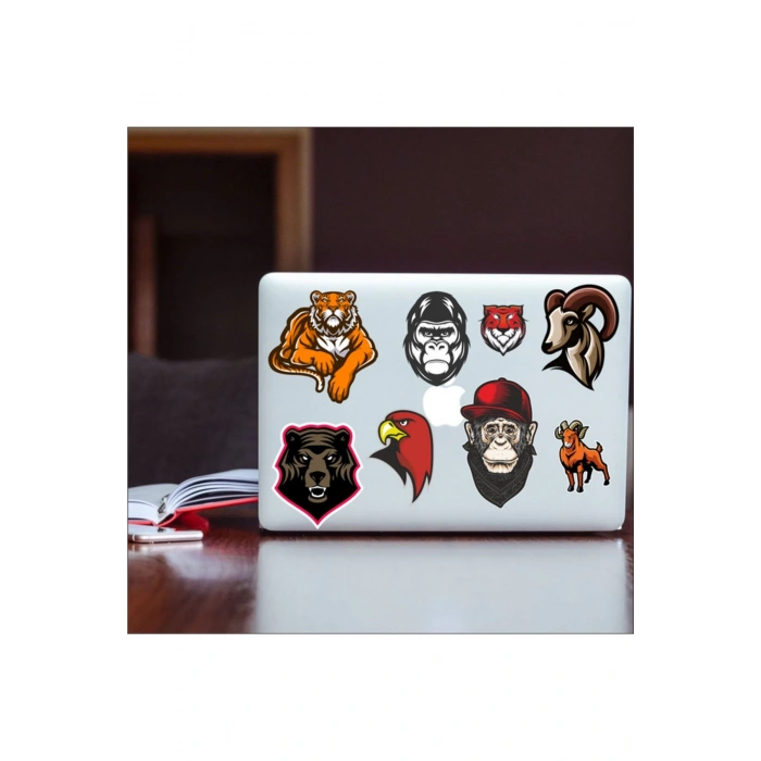 Agresif Hayvanlar Sticker Set-1 11 Parça Telefon, Tablet, Defter, Laptop Sticker