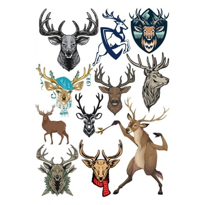 Geyik Sticker Set-2 11 Parça Telefon, Tablet, Defter, Laptop Sticker