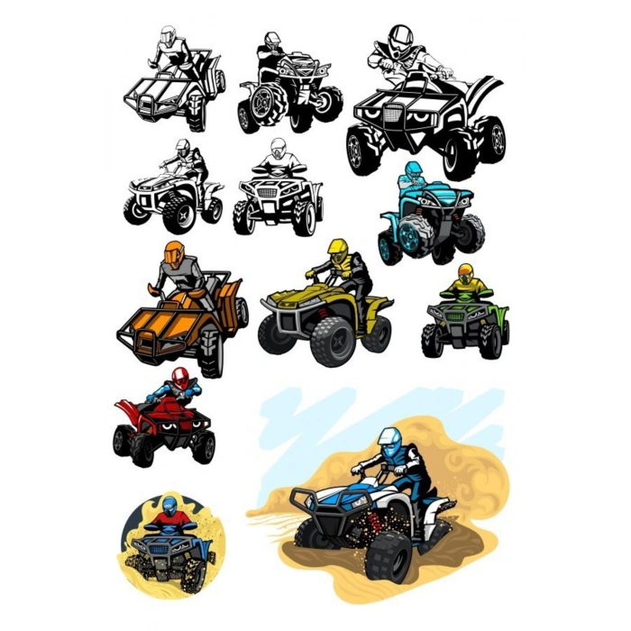 Atv Safarı Sticer Set 13 Parça Telefon, Tablet, Defter, Laptop Sticker