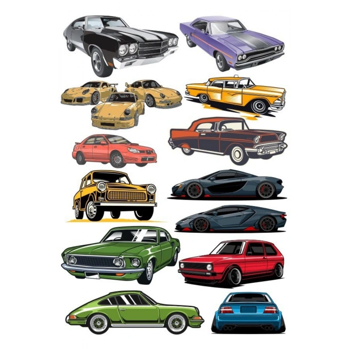 Arabalar Sticker Set-5 13 Parça Telefon, Tablet, Defter, Laptop Sticker