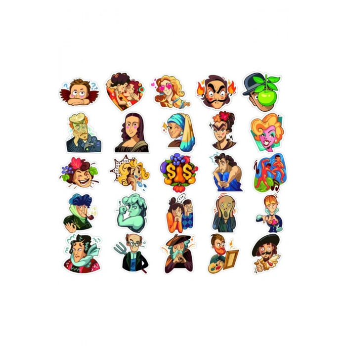 Yüzler İnsanlar Sticker Set 24 Parça Telefon, Tablet, Defter, Laptop Sticker