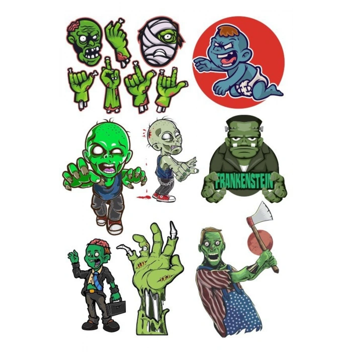 Zombi Sticker Set-4 15 Parça Telefon, Tablet, Defter, Laptop Sticker