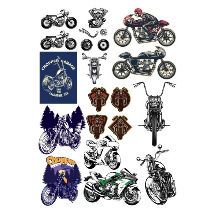 Motor Sticker Set-2 15 Parça Telefon, Tablet, Defter, Laptop Sticker