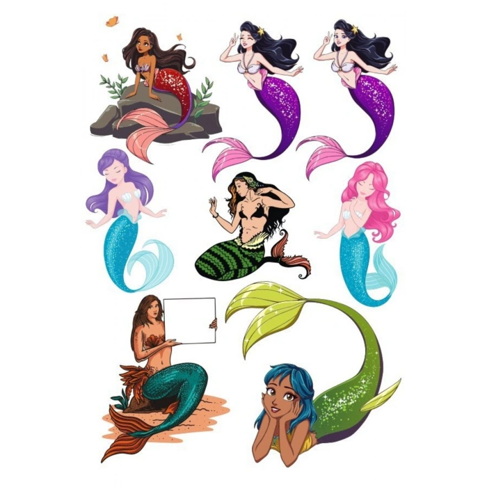 Deniz Kızı Sticker Set-1 9 Parça Telefon, Tablet, Defter, Laptop Sticker