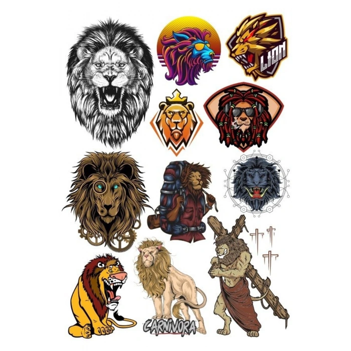Aslan Sticker Set -5 12 Parça Telefon, Tablet, Defter, Laptop Sticker