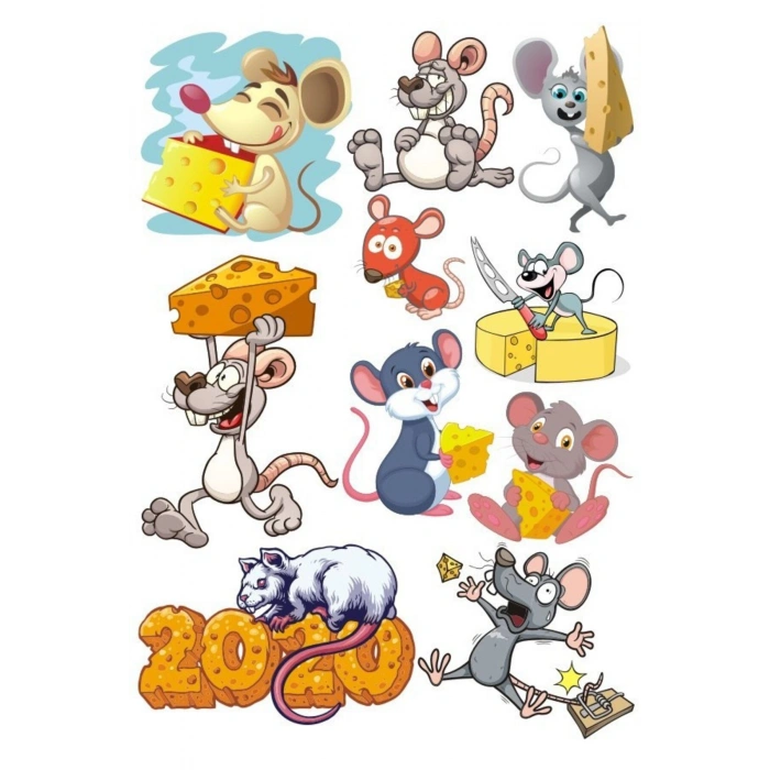 Sevimli Fare Sticker Set-1 10 Parça Telefon, Tablet, Defter, Laptop Sticker