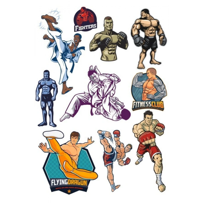 Boks Dövüş Sticker set 13 Parça Telefon, Tablet, Defter, Laptop Sticker