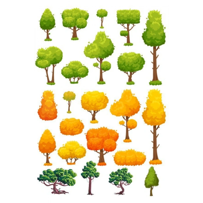 Ağaçlar sticker Set-2 15 Parça Telefon, Tablet, Defter, Laptop Sticker