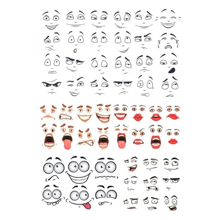 Yüz İfadeleri Sticker Set 50 Parça Telefon, Tablet, Defter, Laptop Sticker