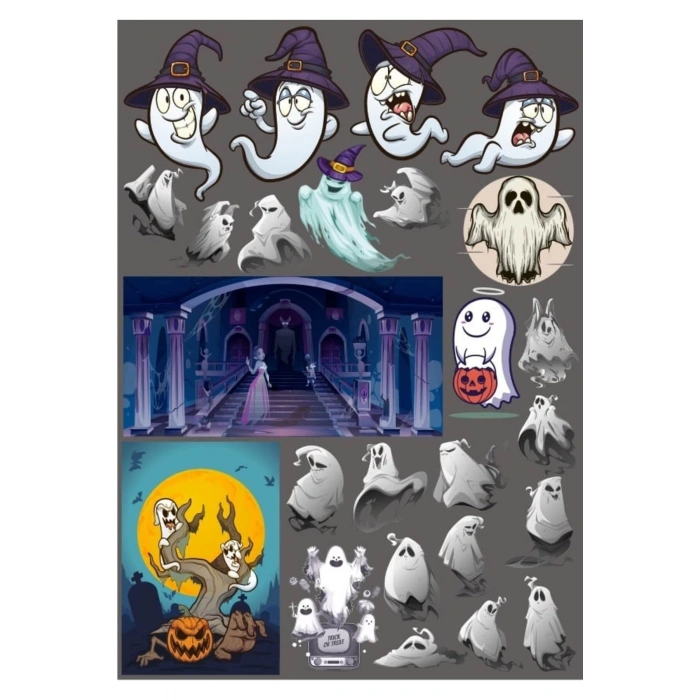 Sevimli Hayalet Sticker Set 28 Parça Telefon, Tablet, Defter, Laptop Sticker