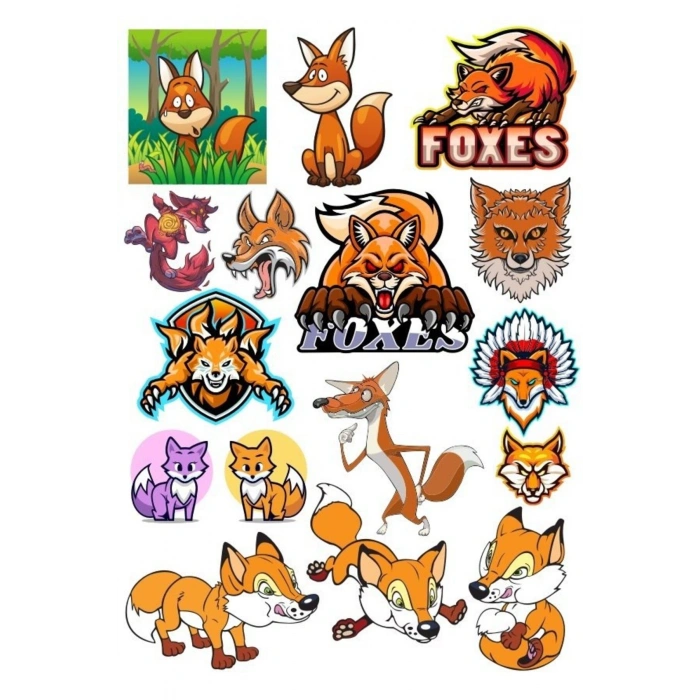 Tilki Sticker Set-2 15 Parça Telefon, Tablet, Defter, Laptop Sticker