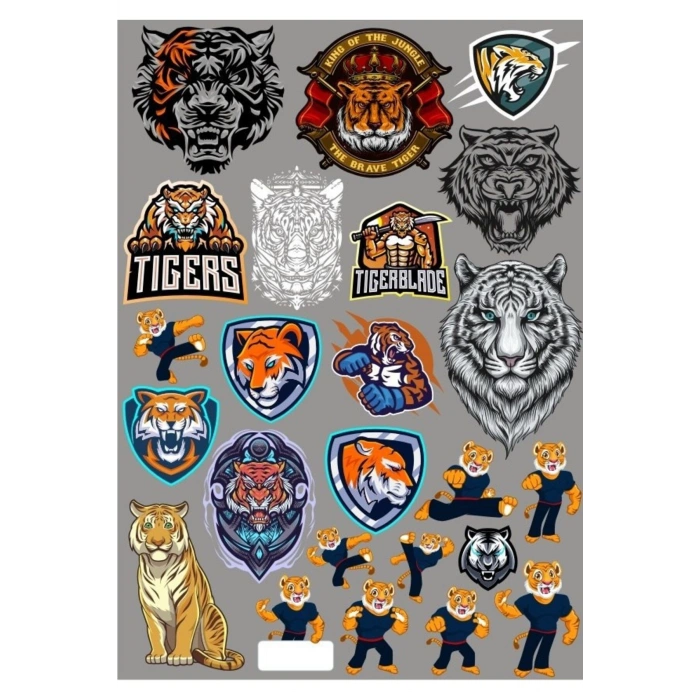 Kaplan ve Aslanlar Sticker Set 25 Parça Telefon, Tablet, Defter, Laptop Sticker