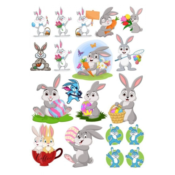 Tavşan Sticker Set-10 25 Parça Telefon, Tablet, Defter, Laptop Sticker