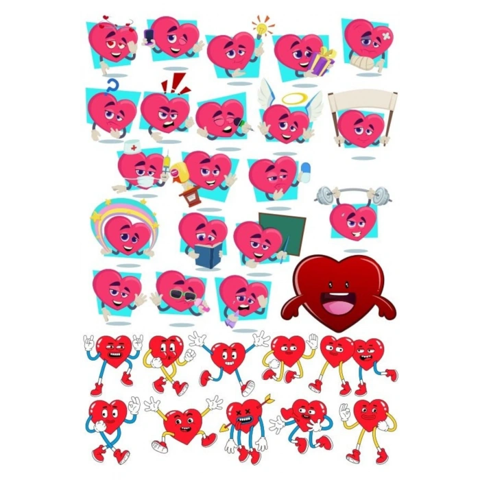 Neşeli Kalp Sticker 1 35 Parça Telefon, Tablet, Defter, Laptop Sticker