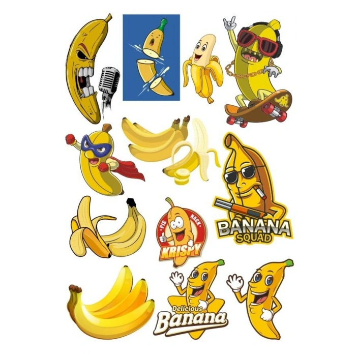 Muz Sticker Set-1 13 Parça Telefon, Tablet, Defter, Laptop Sticker