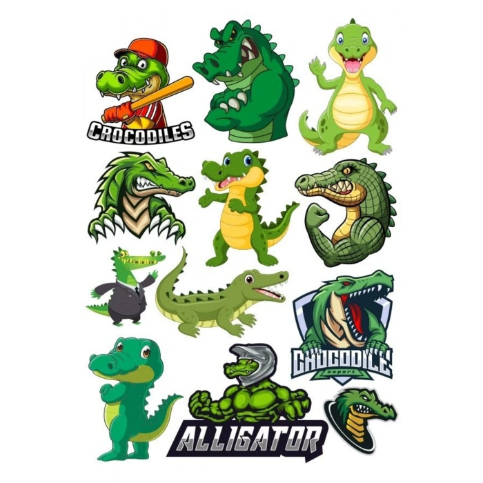 Timsah Sticker Set-5 12 Parça Telefon, Tablet, Defter, Laptop Sticker