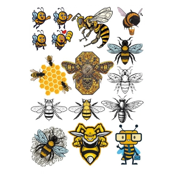 Arılar Sticker Set 6 15 Parça Telefon, Tablet, Defter, Laptop Sticker