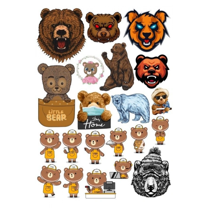 Ayı Sticker Set-11 17 Parça Telefon, Tablet, Defter, Laptop Sticker