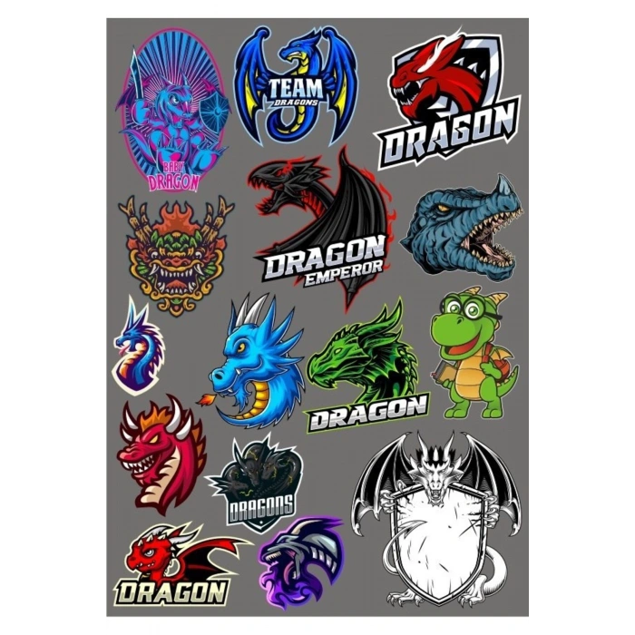 Dragon Ejderha Sticker Set 13 Parça Telefon, Tablet, Defter, Laptop Sticker