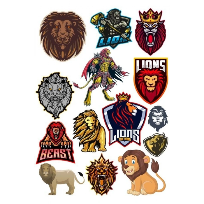 Aslan Sticker Set-12 14 Parça Telefon, Tablet, Defter, Laptop Sticker