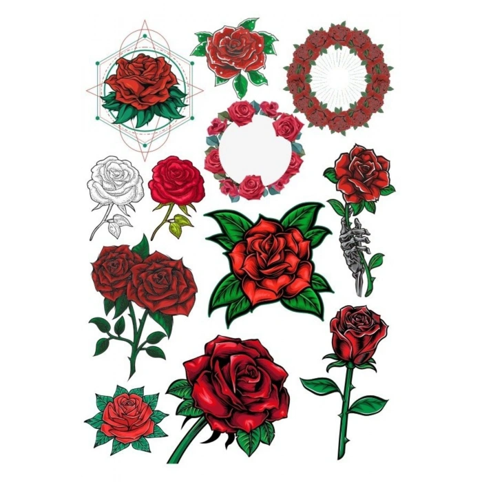 Gül Sticker Set 15 Parça Telefon, Tablet, Defter, Laptop Sticker