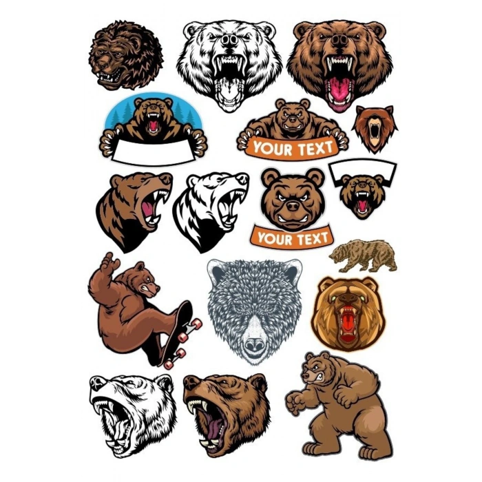 Ayı Sticker Set-17 13 Parça Telefon, Tablet, Defter, Laptop Sticker