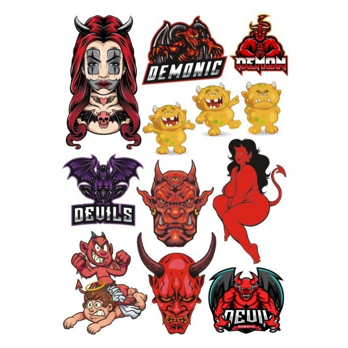 Devil Şeytan Sticker Set 13 Parça Telefon, Tablet, Defter, Laptop Sticker