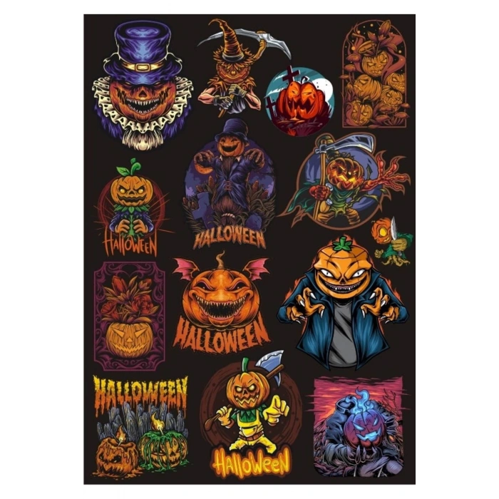 Hallowen Temalı Sticker Set 8 16 Parça Telefon, Tablet, Defter, Laptop Sticker