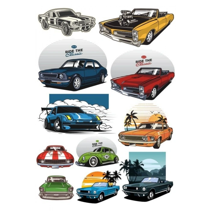 Arabalar Sticker Set-8 11 Parça Telefon, Tablet, Defter, Laptop Sticker